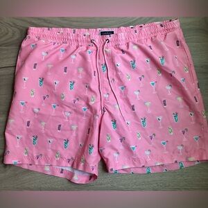 Club Room Pink Cocktail Print Men's Swim Shorts Size XXL 7” Inseam